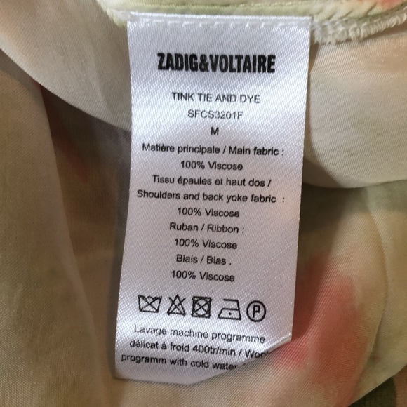 ZADIG & VOLTAIRE size Medium Popover Ethereal TieDye Round Hem Soft VNeck $289 - Picture 9 of 13